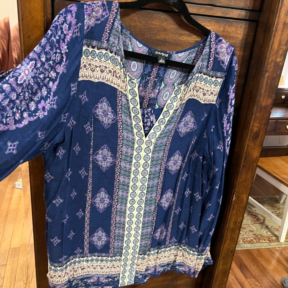 Bohemian Blue Patterned Women's Top